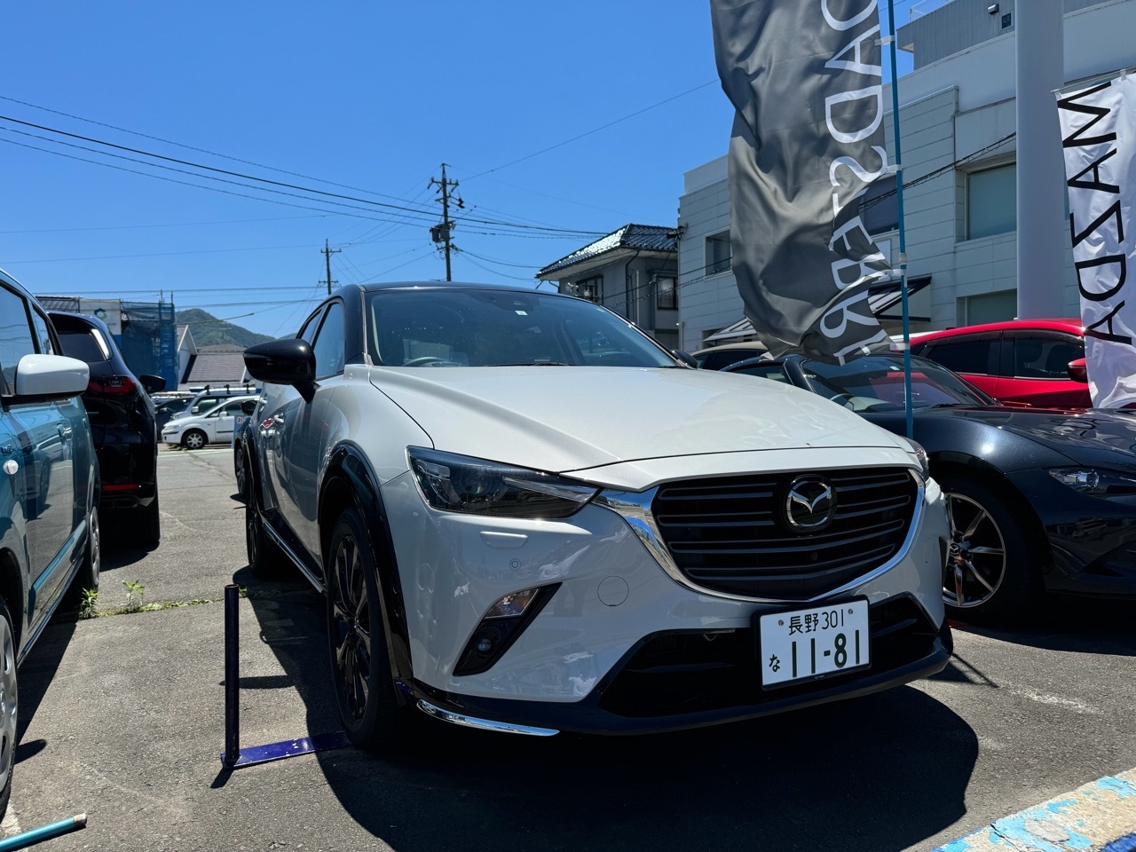 MAZDA CX-3 модель кузова: DK8AY, коробка: FAT, год выпуска: 2023 пробег:  3000км, аукционная оценка: 6, объем двигателя: 1800куб. см., цвет:  WHITE/BLACK, аукцион: AUCNET, номер лота: №7308, Купить авто с аукциона  Японии